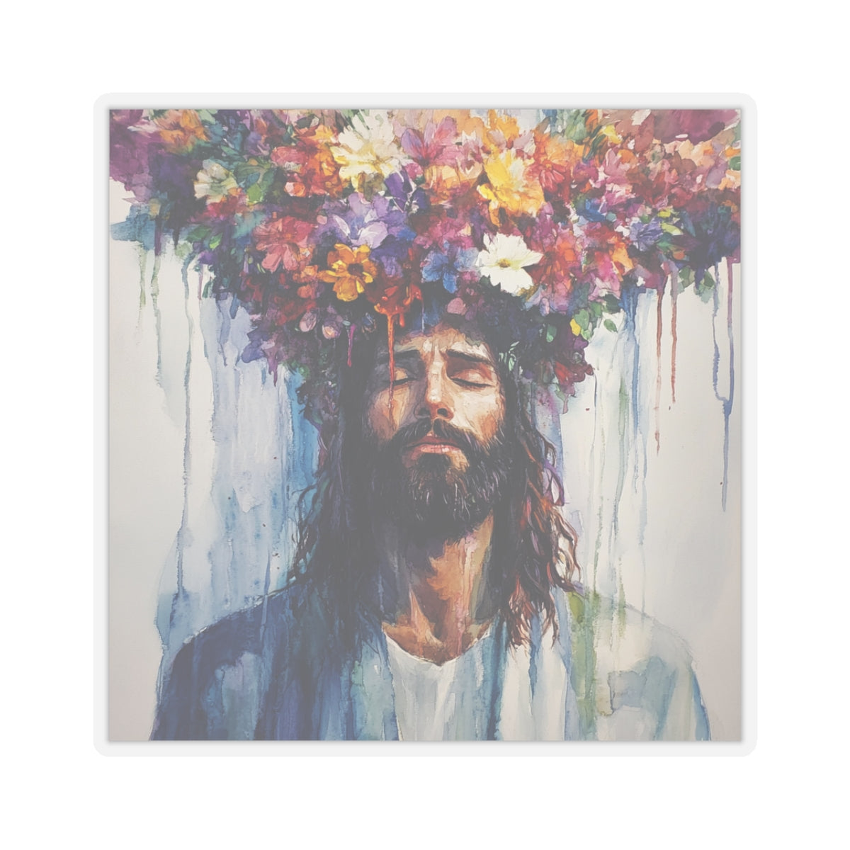 Flower Crown Jesus Sticker