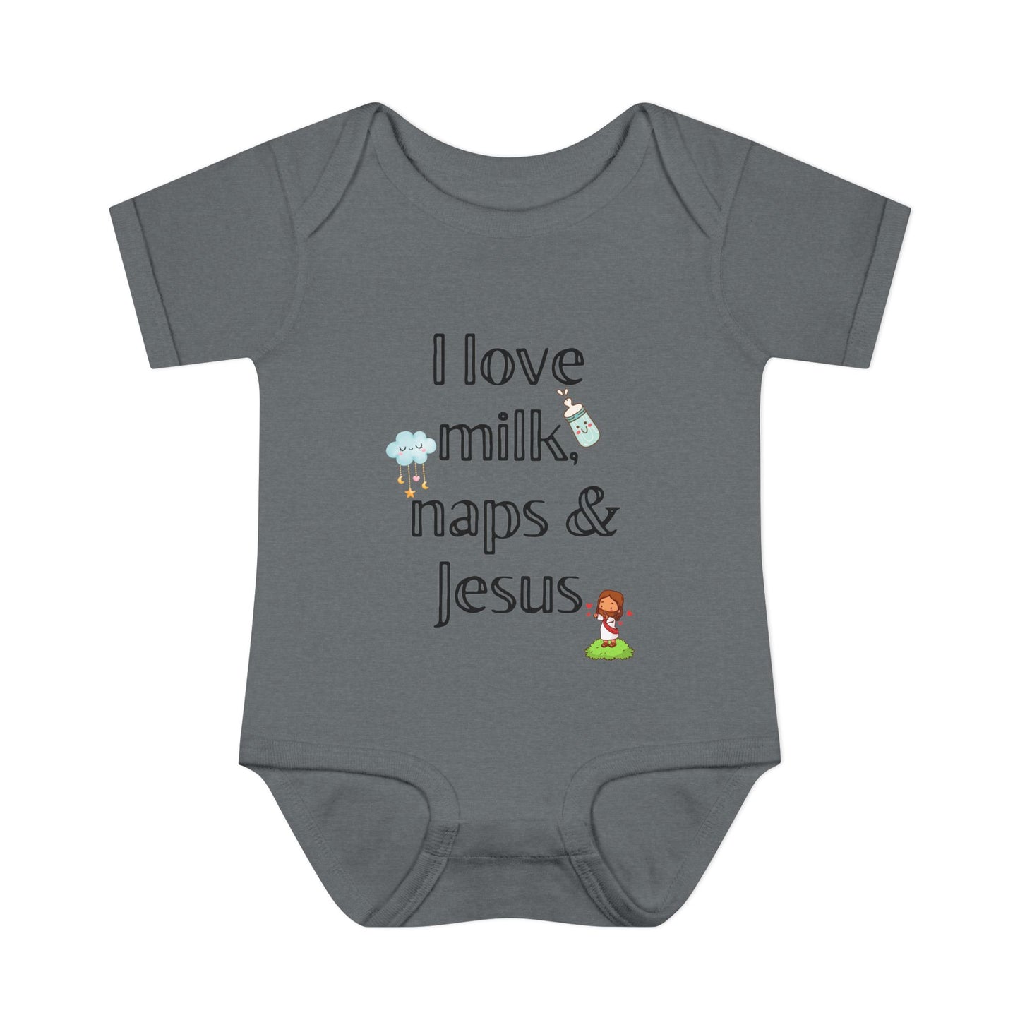 I love Milk, Naps and Jesus Onesie