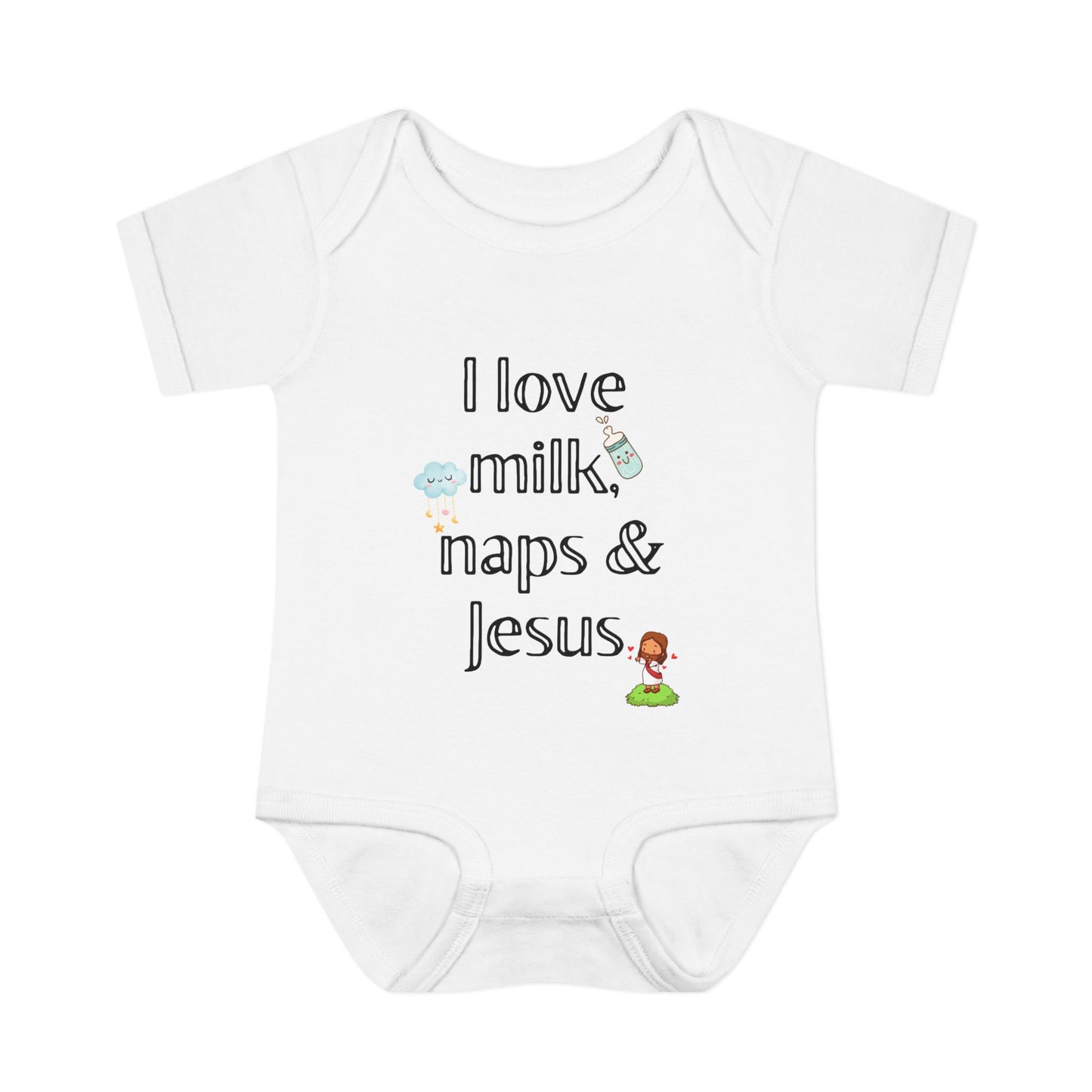 I love Milk, Naps and Jesus Onesie