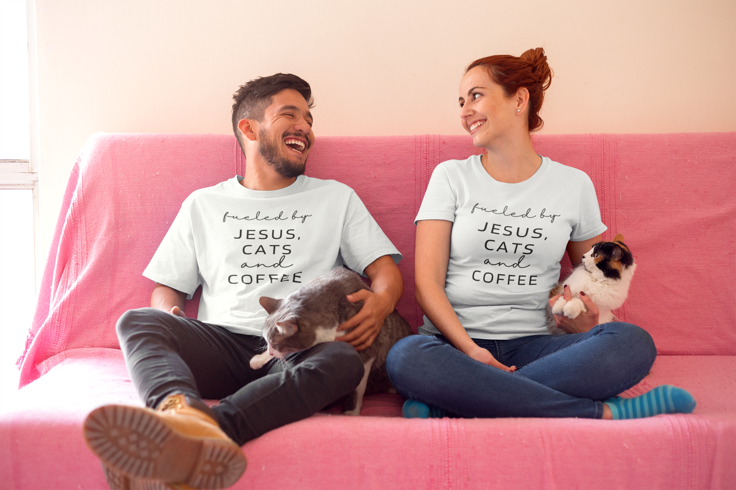 Fueled by Jesus, Cats and Coffee T-Shirt