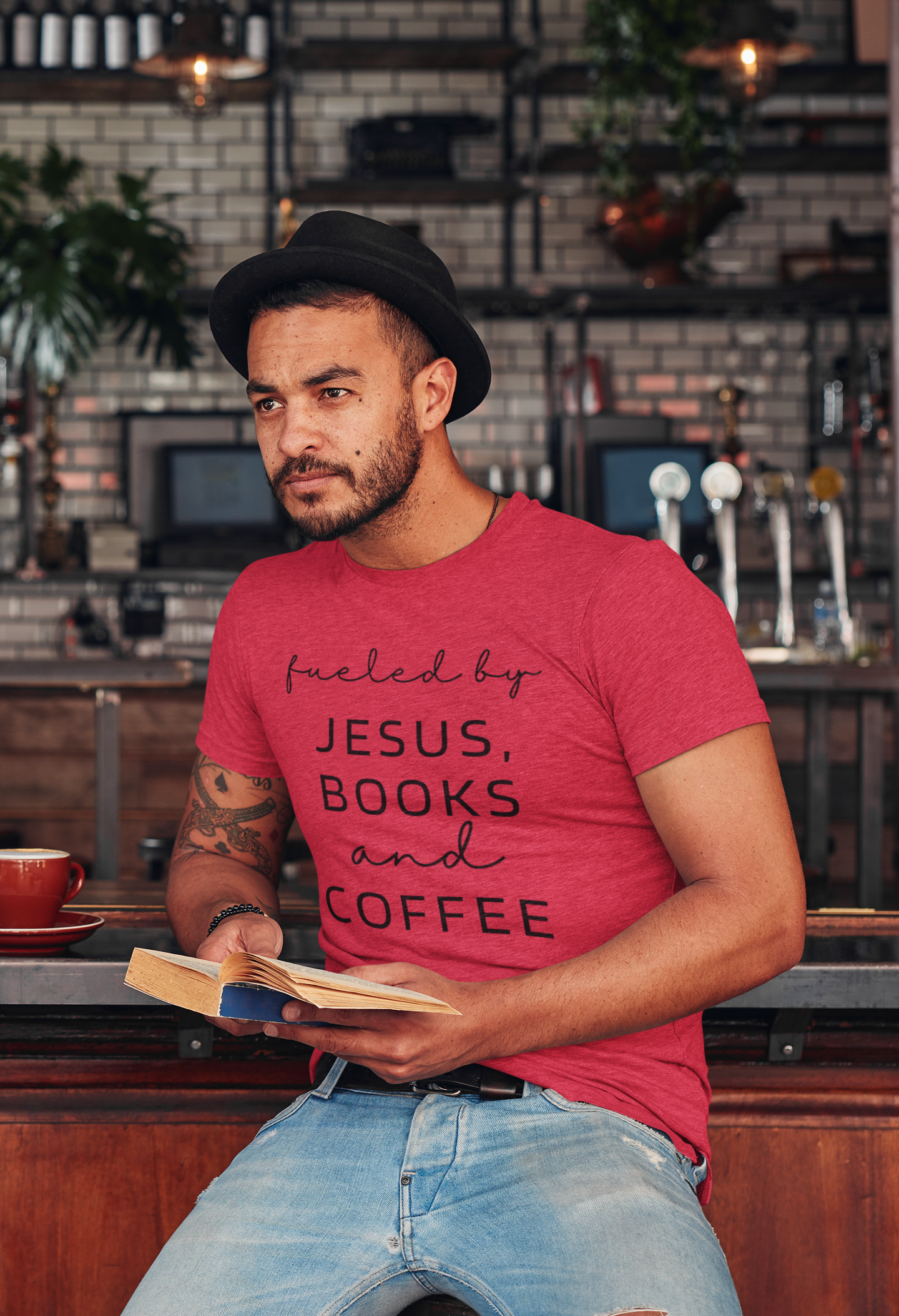 Fueled by Jesus, Books, and Coffee T-Shirt