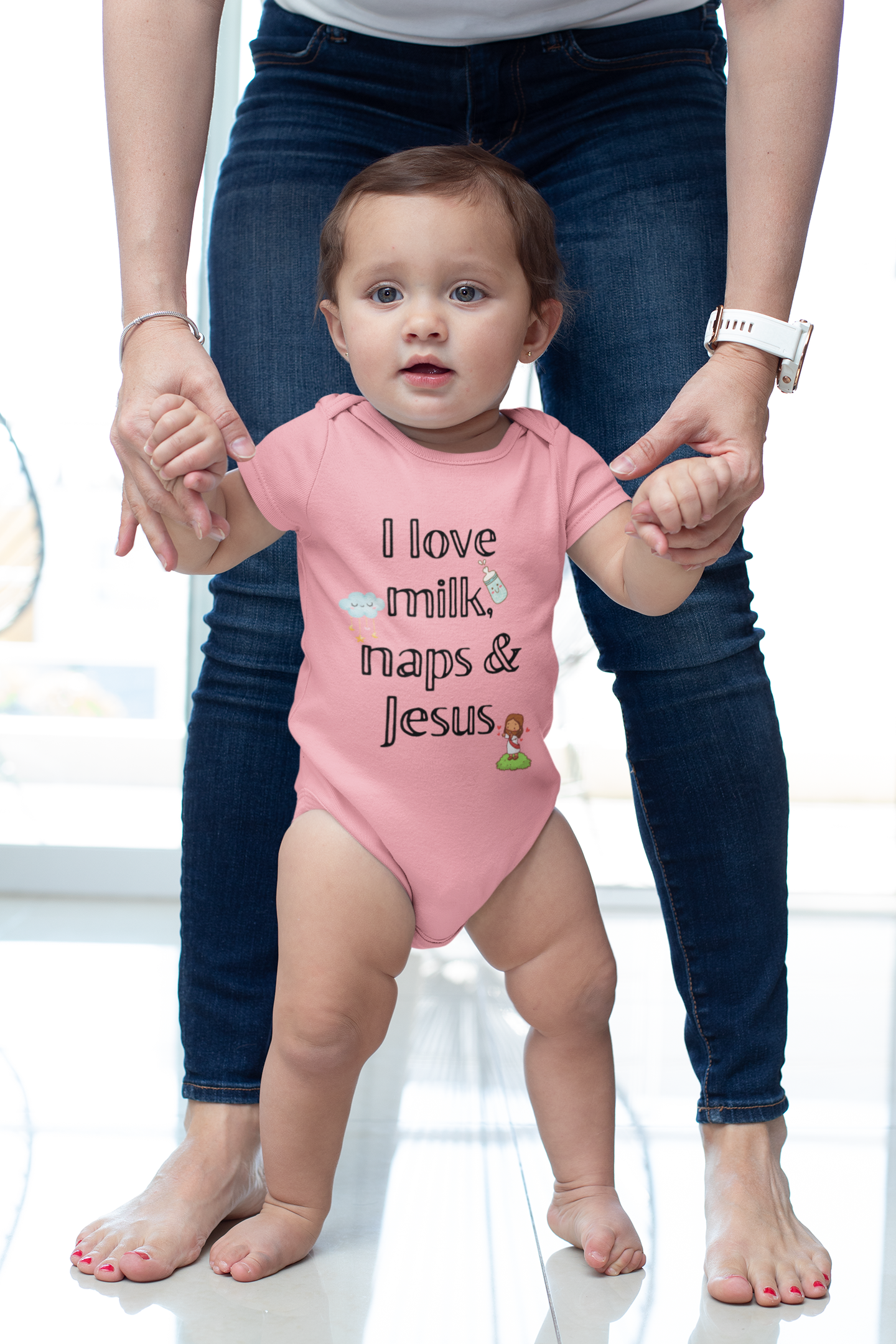 I love Milk, Naps and Jesus Onesie
