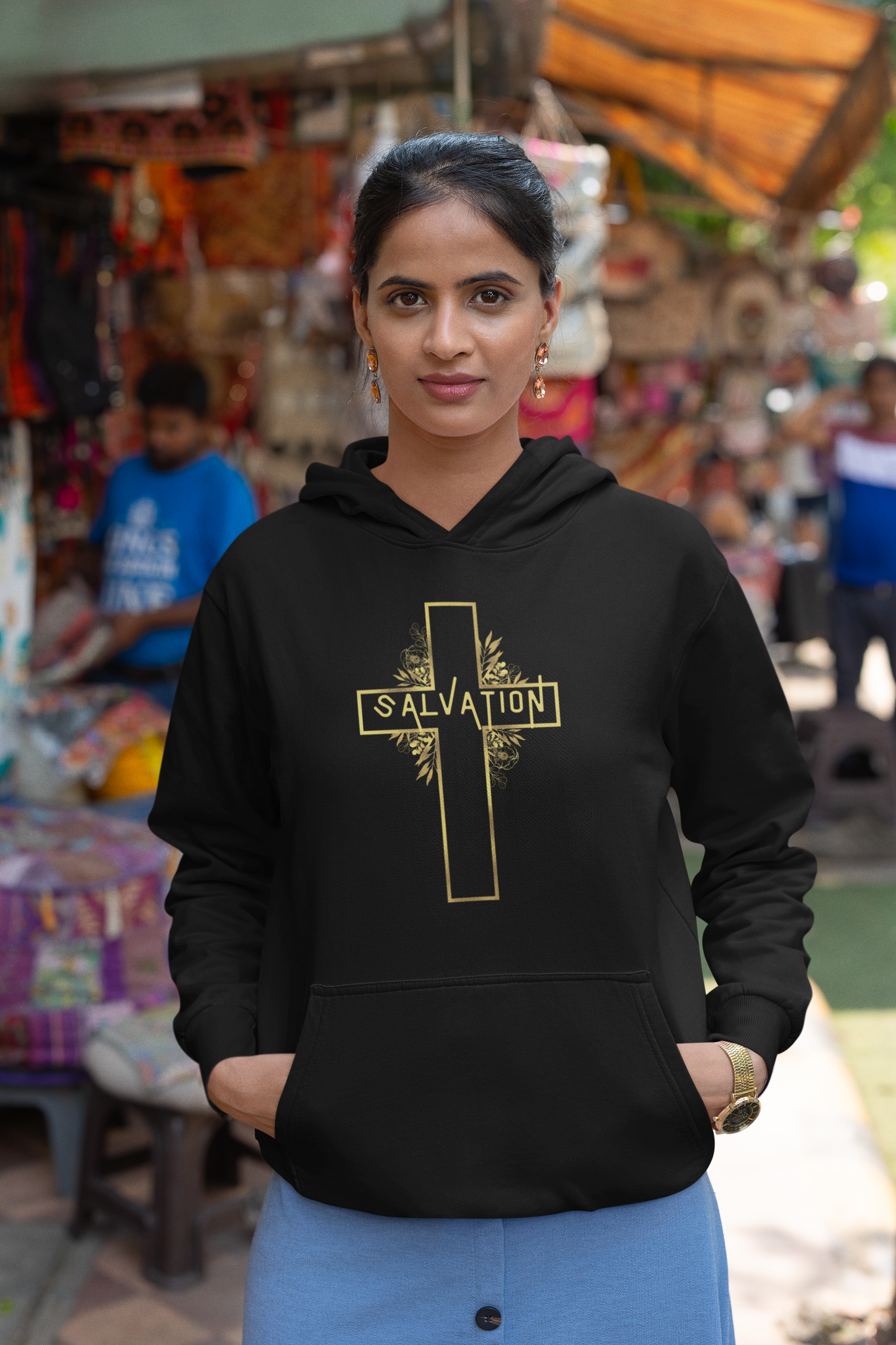 Salvation- Gold Cross Hoodie