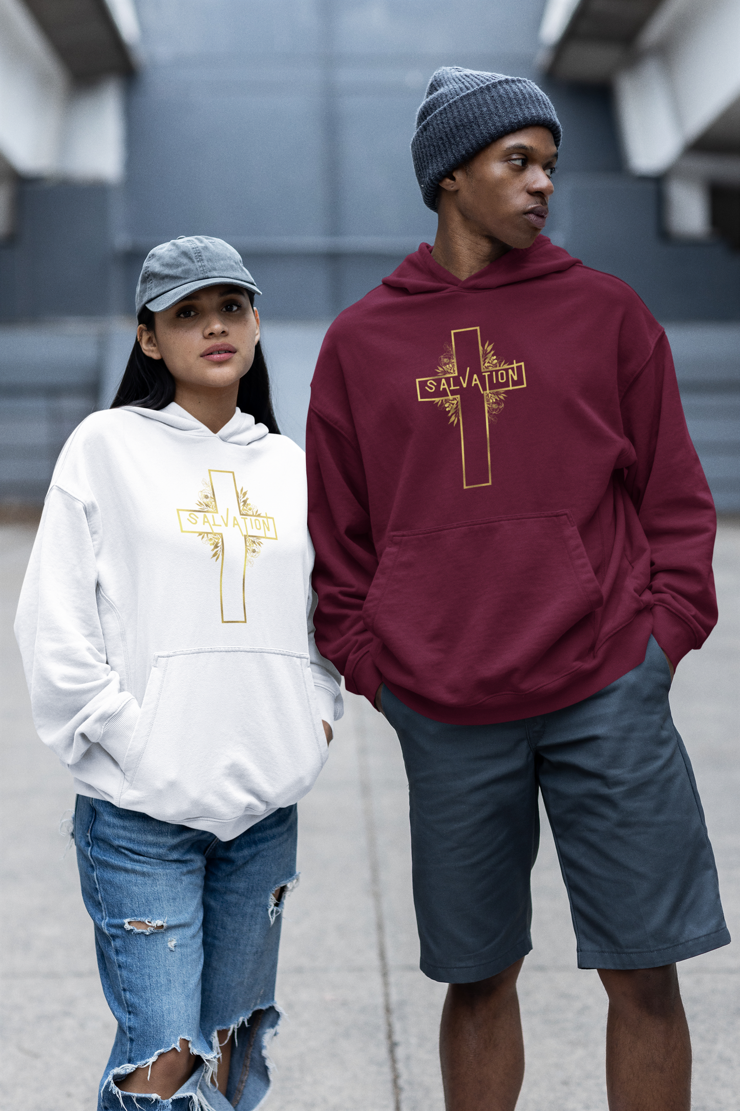 Salvation- Gold Cross Hoodie