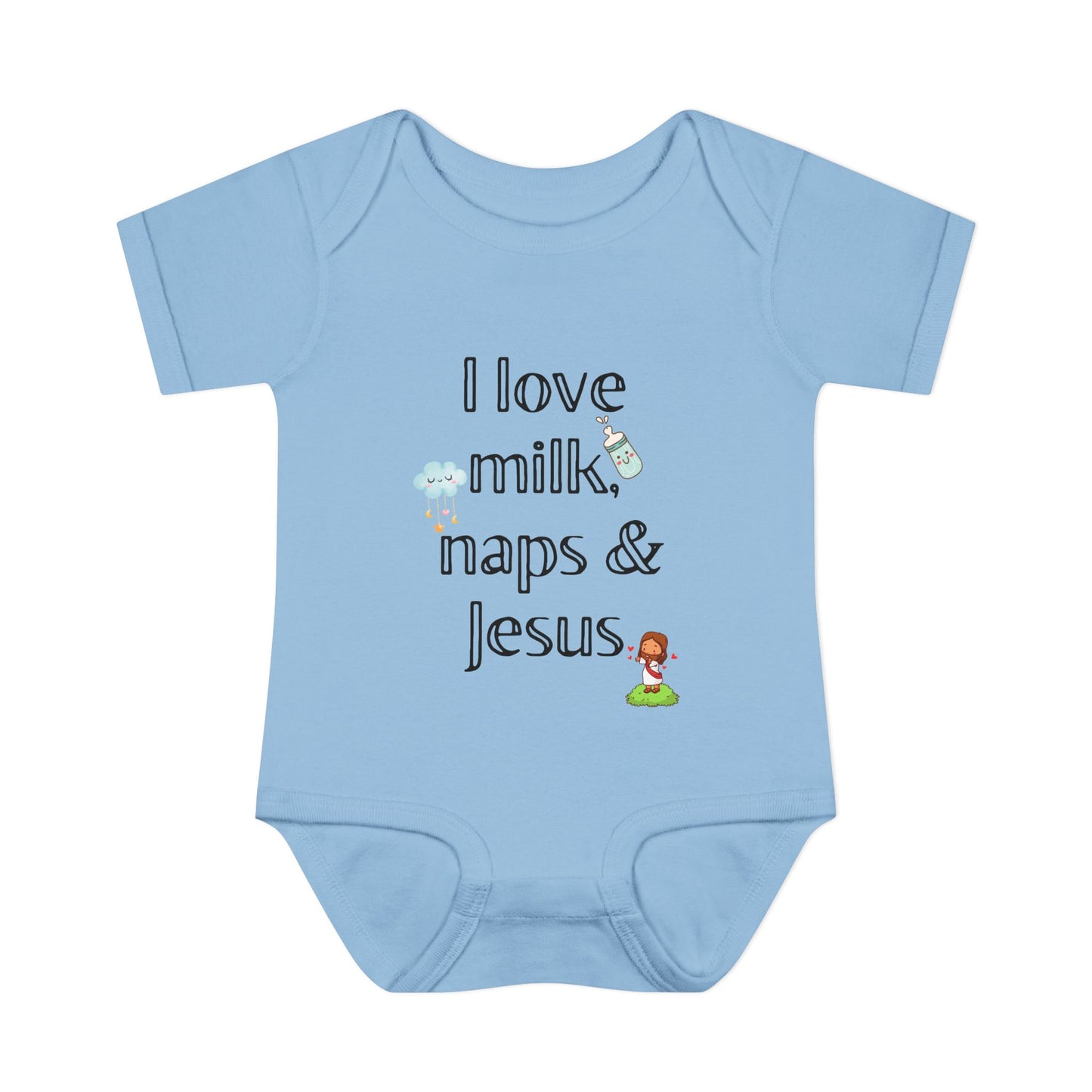 I love Milk, Naps and Jesus Onesie
